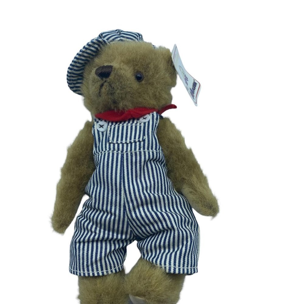 Vintage Soft n' Cuddly‎ A&A Plush ENGINEER BEAR Stuffed Toy Item #01281 TAGS 9"